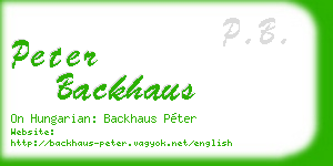 peter backhaus business card