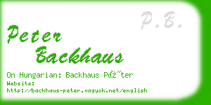 peter backhaus business card